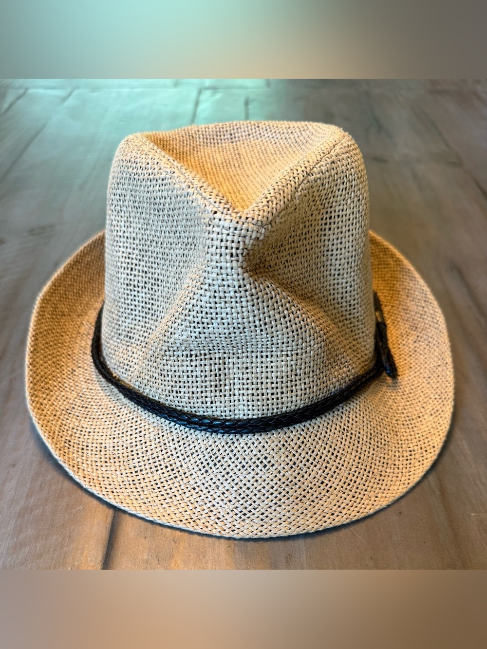 Woven Straw Fedora with - Natural